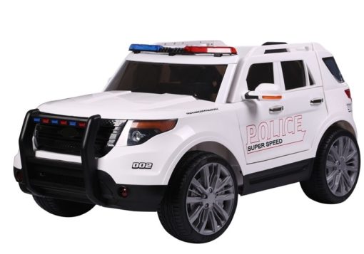 kinderfahrzeug elektro police car suv weiss 4